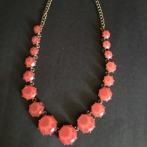 Hot Coral and gold necklace
